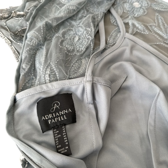 Adrianna Papell Embellished Maxi Dress, EUC, Size 12, Color-Light Blue w/ Silver - Picture 6 of 8